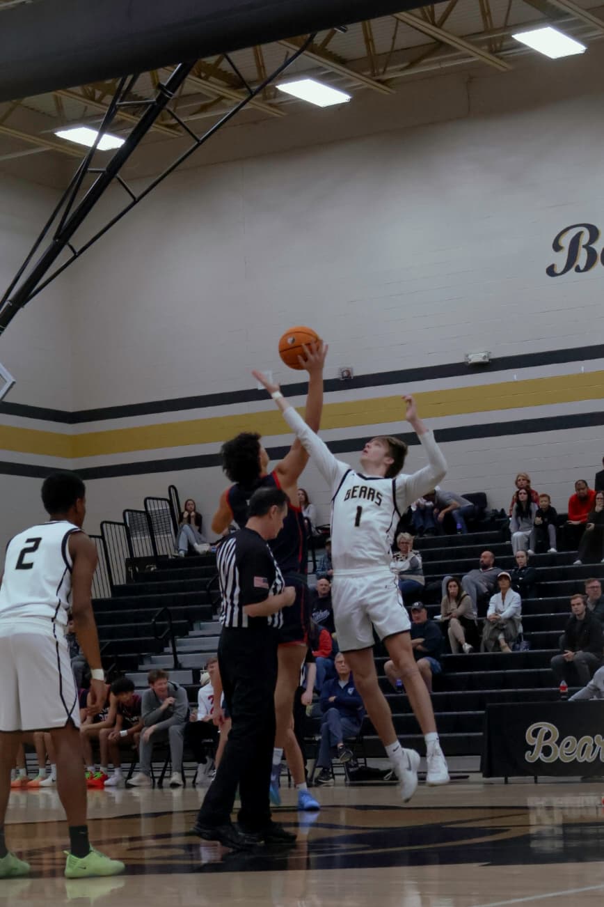 Basketball player shooting layup